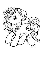 coloriage petit poney et fleurs dans criniere